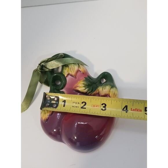 Vintage 3 Hand Painted Ceramic Onion Strawberries Egg Plant Wall Art - Picture 11 of 11